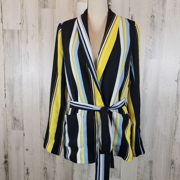 Halogen Lucinda Striped Belted Blazer Sz S - Picture 2 of 8